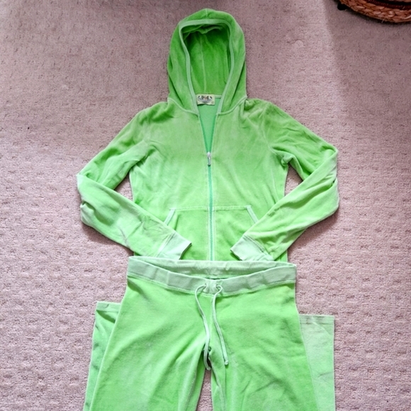 Juicy Couture Tracksuit Lime Green Velour Set  Authentic *RARE* - Picture 3 of 8